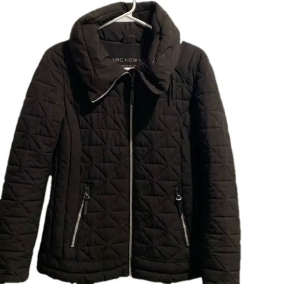 Marc New York Quilted Puffer Jacket Black Women's XS/TP Hood in Collar o… - Picture 1 of 10